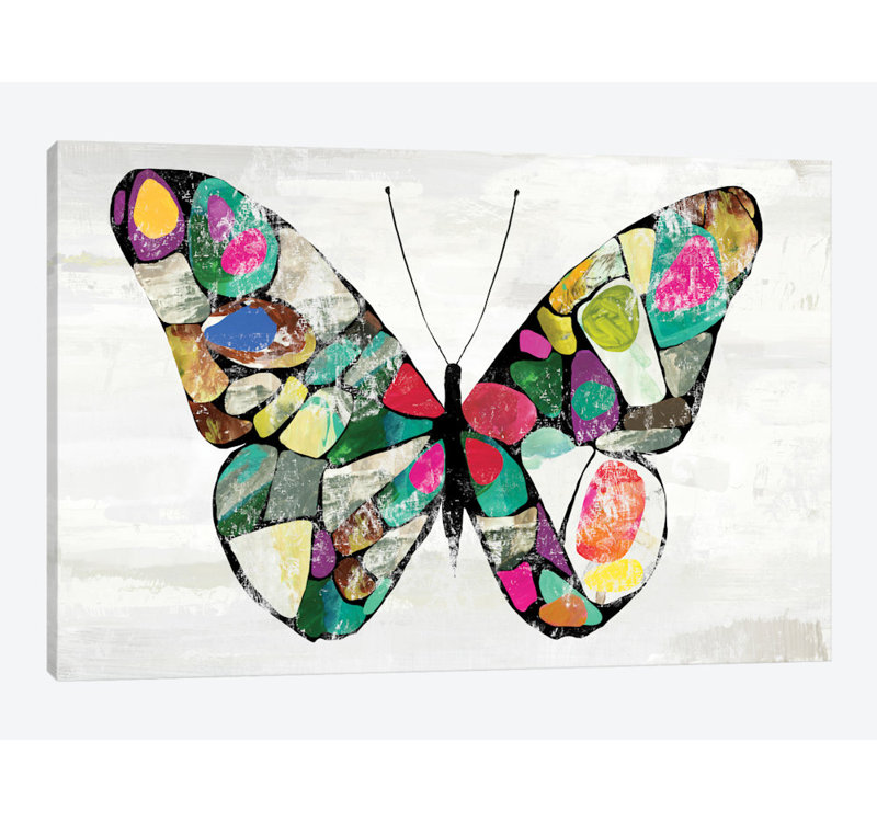 « papillon », impression sur toile, H 40 po x l 60 po x P 1,5 po, Pas de tapis, Toile tendue