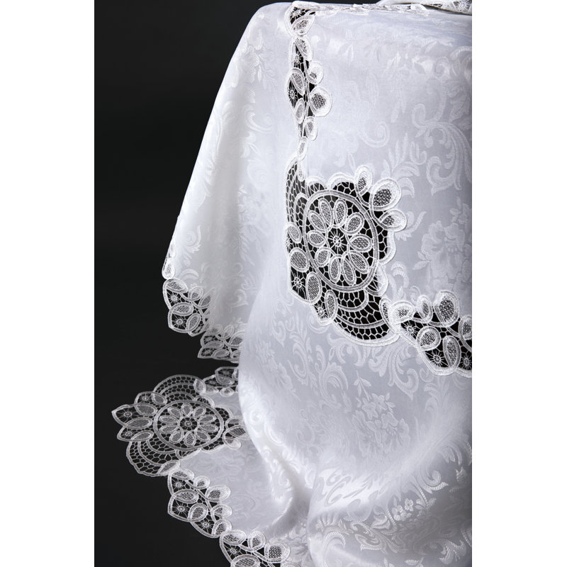 Christofer Lace Embroidered Cutwork Tablecloth, 108" L x 72" W