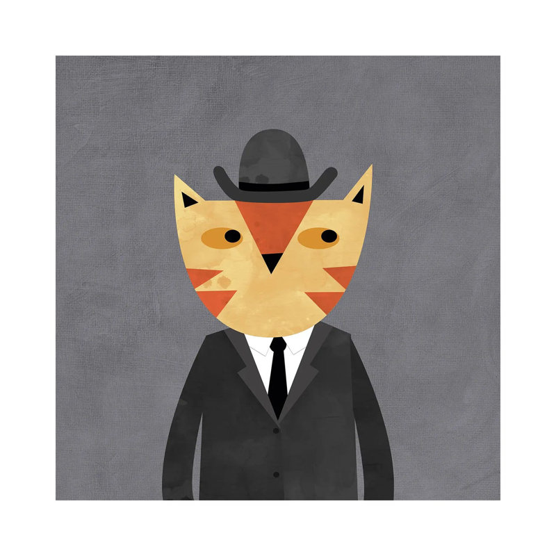 Ginger Cat In A Bowler Hat by Nic Squirrell - Wrapped Canvas Gallery-Wrapped Canvas Giclée, 30.48 cm H x 30.48 cm W