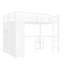 Structure de lit mezzanine avec garde-robe intégrée, lit mezzanine en métal avec bureau et tablettes de rangement-25290304-25290305
