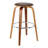 Zeno Mid-Century Modern Swivel Counter or Bar Height Backless Bar Stool in Faux Leather, Wood-28656939-63322036