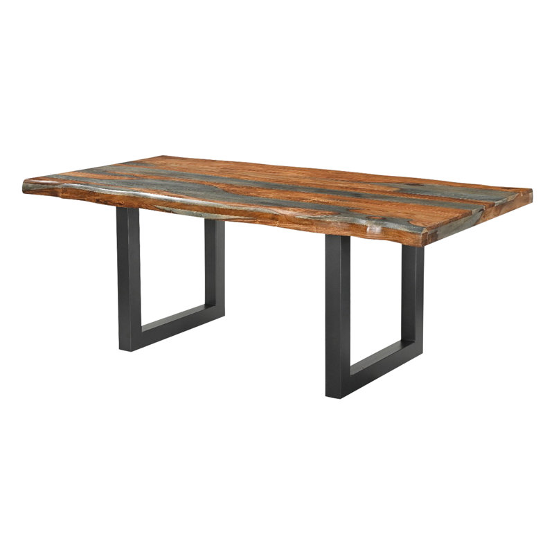 Solid Wood Top Metal Base Dining Table