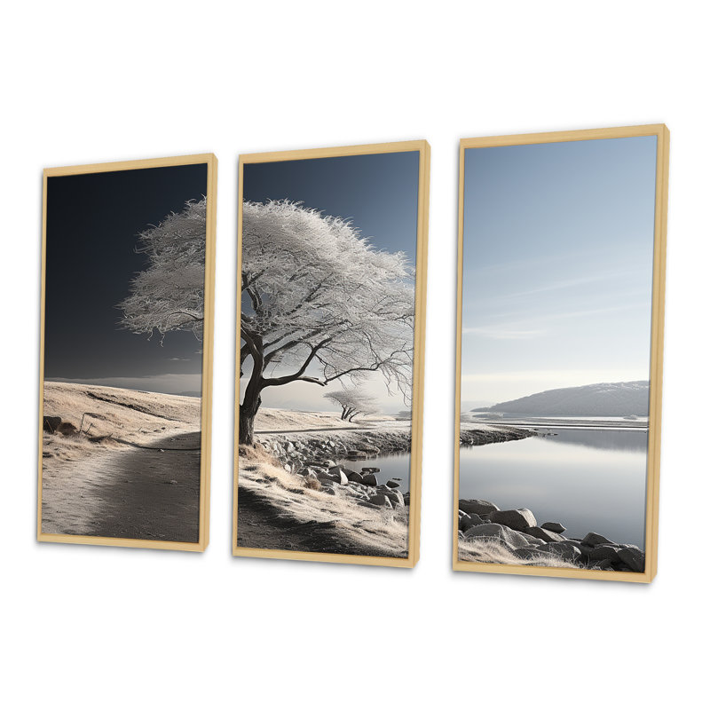 «Wind Turbines Winter Scenery I - Winter Landscape», ensemble de reproduction d'art mural, H 40 po x l 60 po x P 1 po
