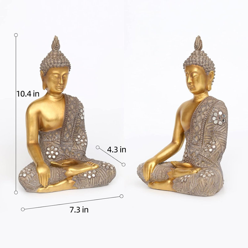10.4" Gold Buddha Statue