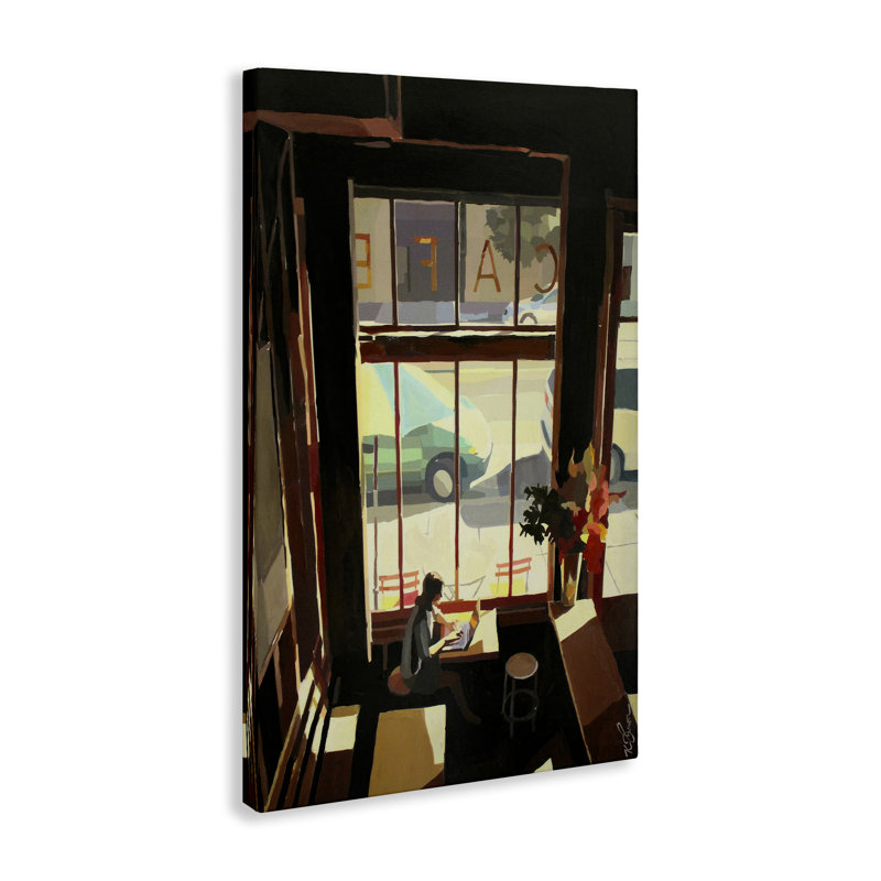 Toile Tranquil Cafe, conception par Keith Thomson, H 24 po x l 16 po