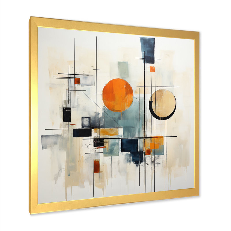 Patchwork minimaliste beige I - imprimé, Encadrement doré, H 30 po x l 30 po x P 1 po