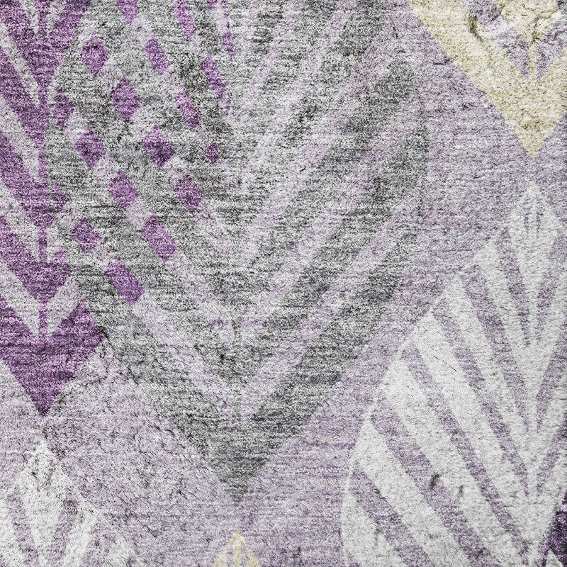 Tapis Dream Shag ADS744 de qualité supérieure, lavable à la machine et à motif floral, Purple, 8 pi x 10 pi