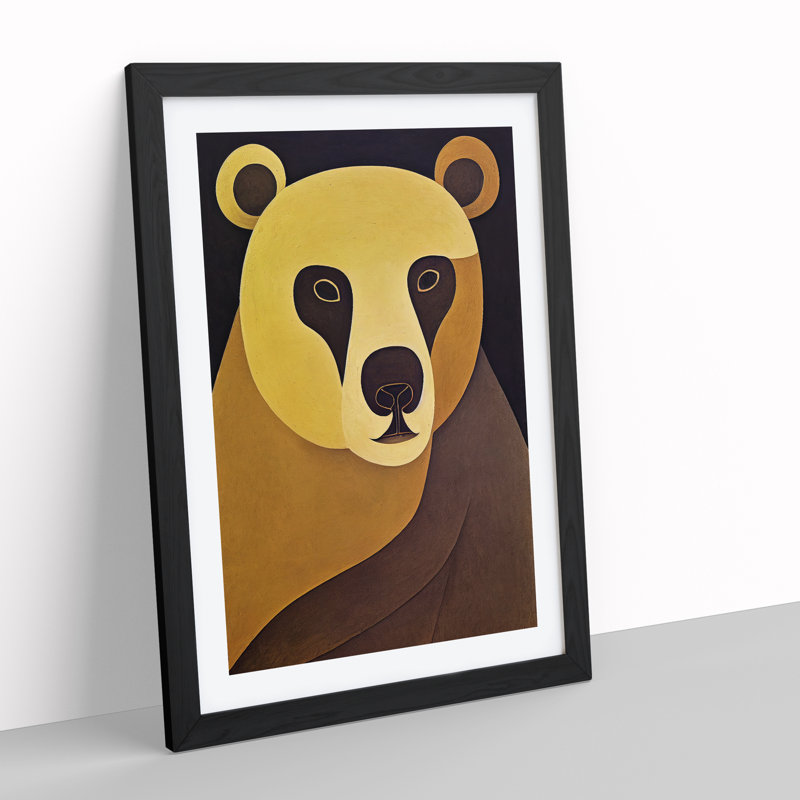 Traditional Bear No.1 - Print, Black Picture Frame, White, 66cm H x 48cm W