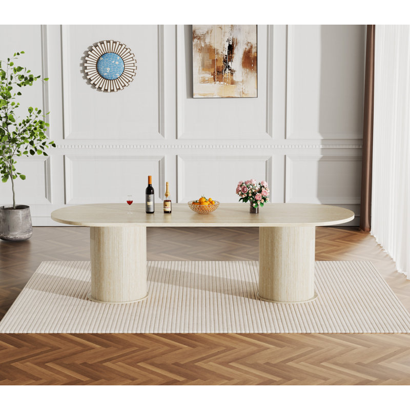 62.99"-94.5" Oval Dining Table for 6 8 10, Rustic Farmhouse Extendable Kitchen Table, Long Large Expandable Dining Room Conference Tables for Home Office
