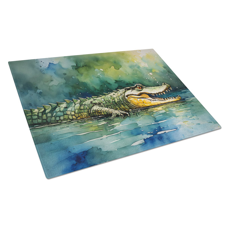 Grande planche à découper en verre crocodile