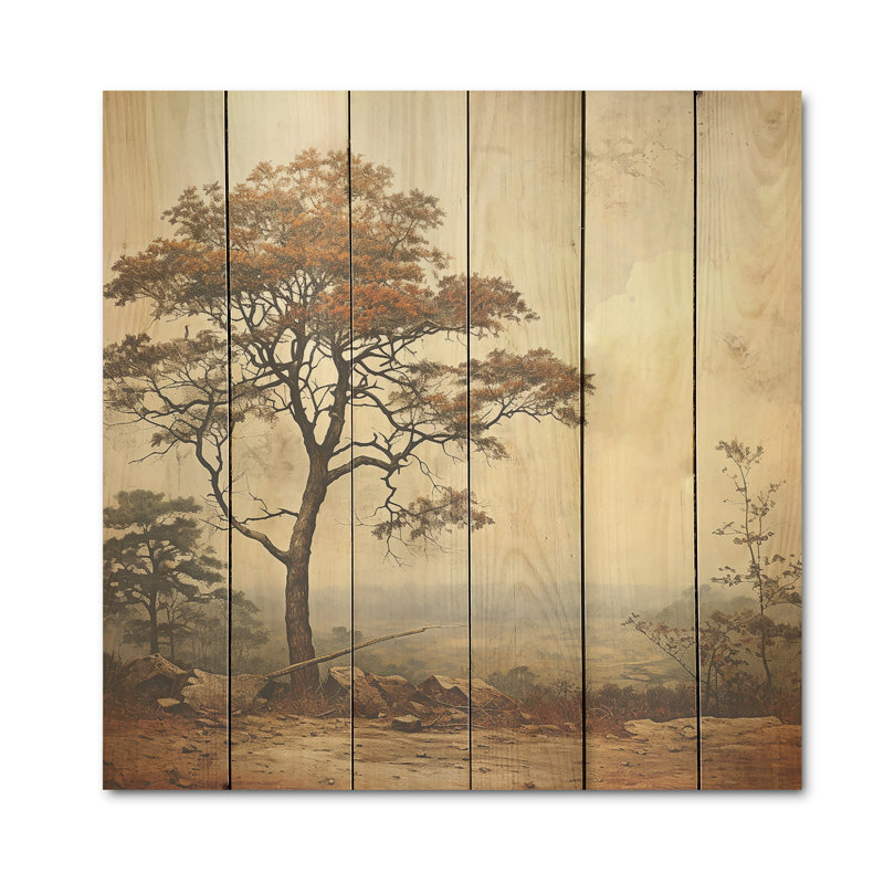 Art rétro sur bois de pin naturel, H 15 po x l 15 po