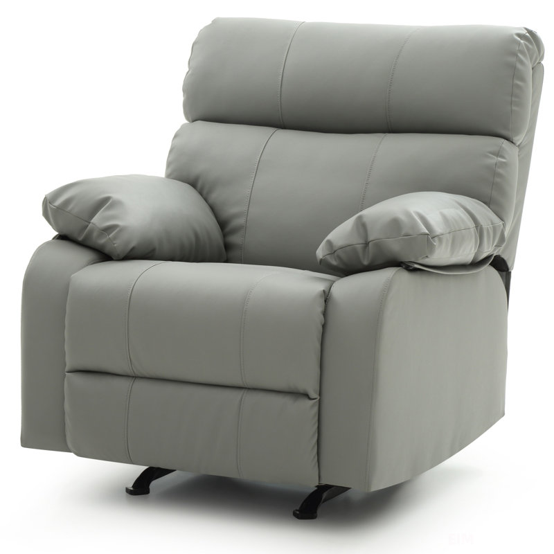 Furniture Manny G533-RC Rocker Recliner, Gray Faux Leather
