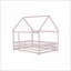 Structure de lit pleine grandeur en bois d'hévéa avec toit et amp; Barrières de sécurité - Aucun sommier nécessaire, chambre rose-1024086705-1024086718