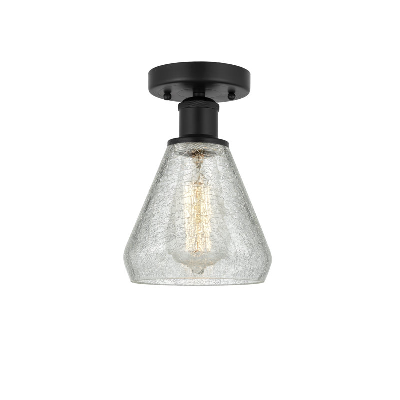 Plafonnier semi-encastré en verre Petronille, Noir mat