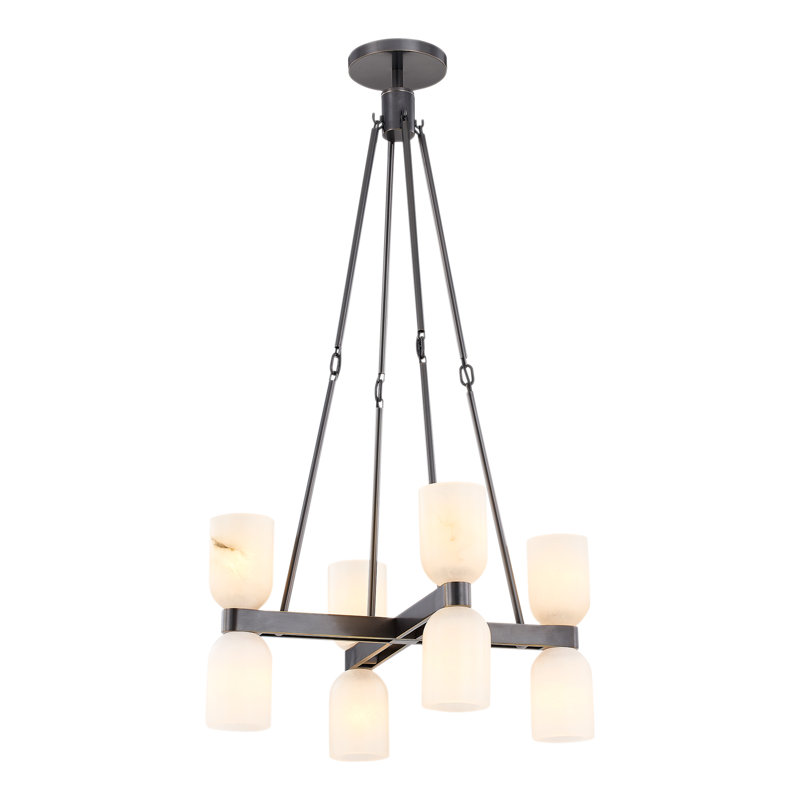 Lucian 8 - Light Chandelier, Urban Bronze/Alabaster
