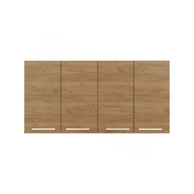 Armoire murale 120, quatre portes, deux armoires, deux tablettes, chêne naturel