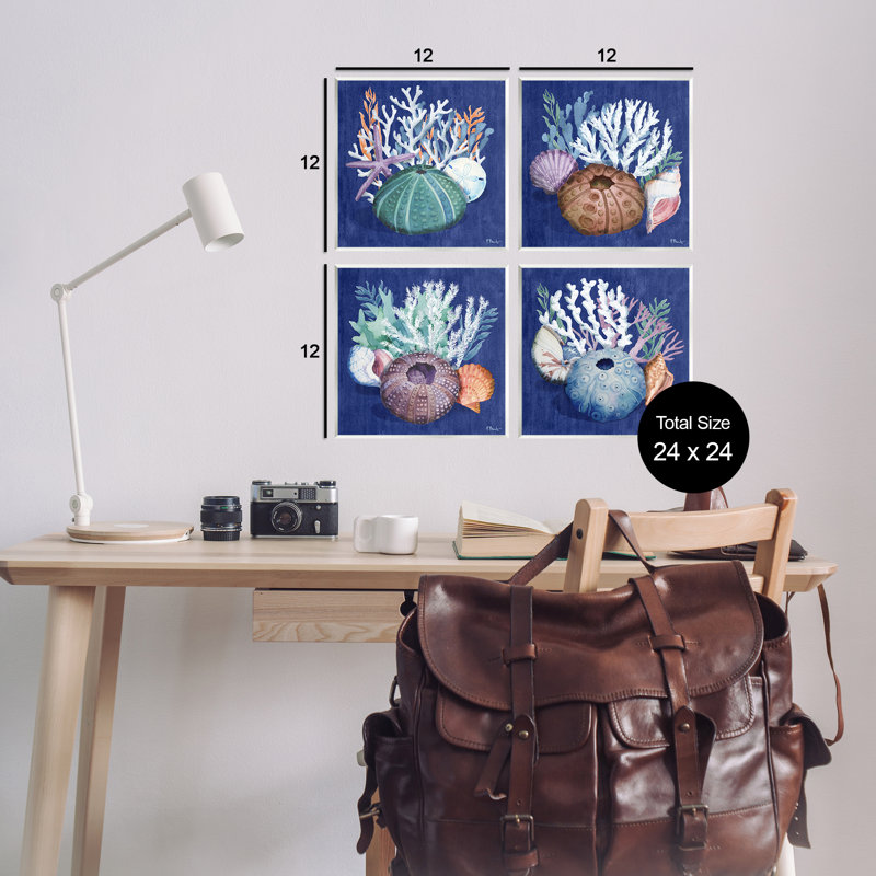«Aquatic Shells Still Life», ensemble de 4 plaques murales par Paul Brent