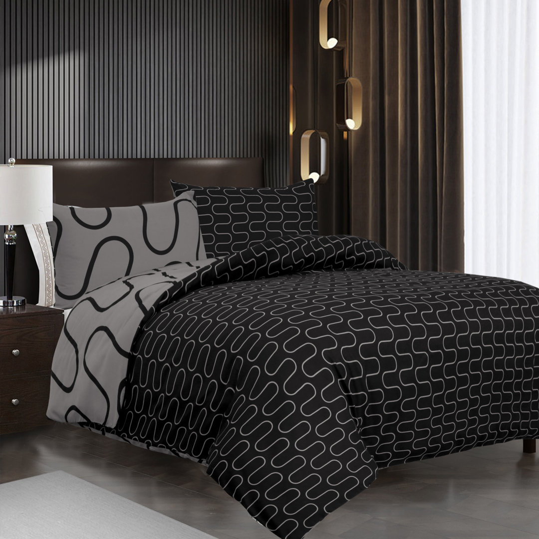 Microfiber Flora Reversible Duvet Cover with Pillowcases