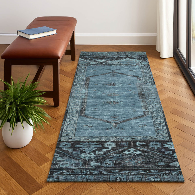 Premium Machine Washable Hooley AMF1727 Global Rug, Runner 2'3" x 7'6"