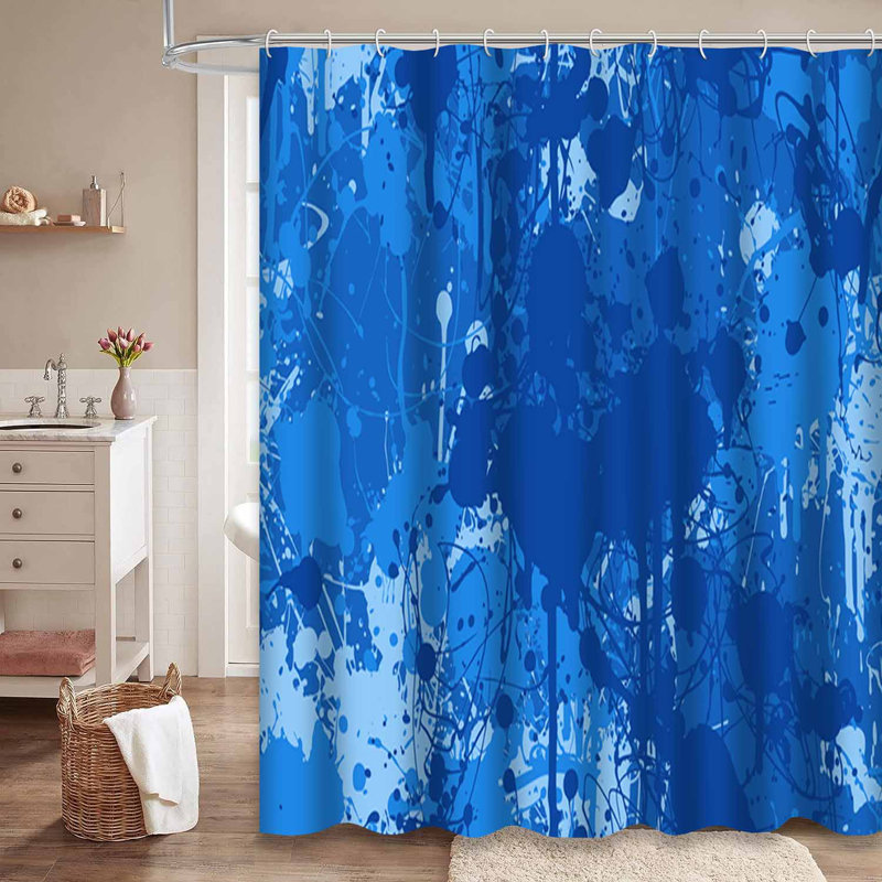 Rideau de douche bleu avec 12 crochets, L 72 po x l 84 po