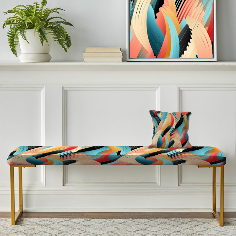 Rayures colorées Boho Spirit - Banc rembourré géométrique doré