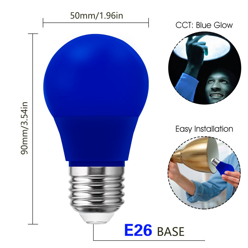 Ampoule à DEL 20 W A15 à intensité variable avec culot moyen E26 / bleu (standard)