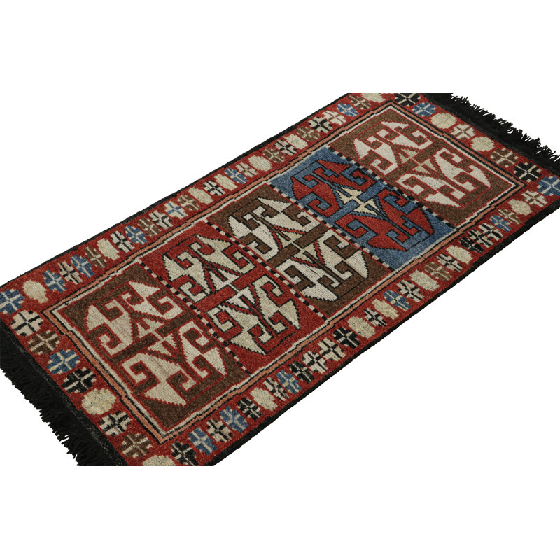 Hand Knotted Wool Area Rug in Red