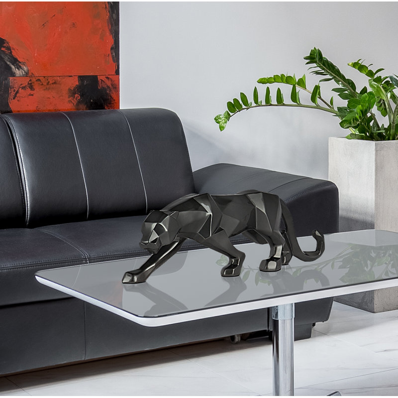 Panther Figurines & Sculptures, 14cm H x 45cm W x 9cm D, Black
