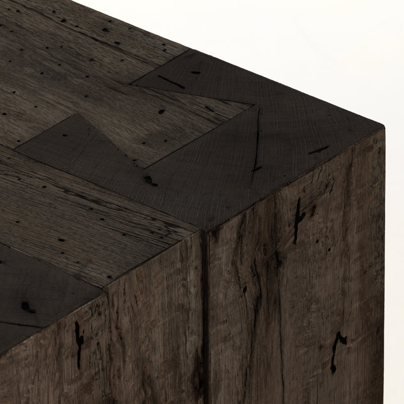 Abaso Console Table, 33" H x 86" W x 20.25" D, Ebony Rustic Wormwood Oak