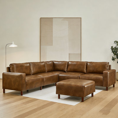 Modern Luxury Modular Sectional Sofa, Breathable PU Leather Upholstery Corner Couch, Customizable Modular Sofa For Living Room