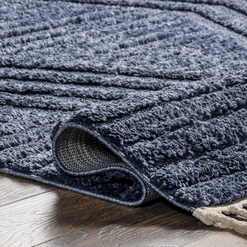 Risette Geometric Shag Tassel Area Rug, Rectangle 5' x 8'