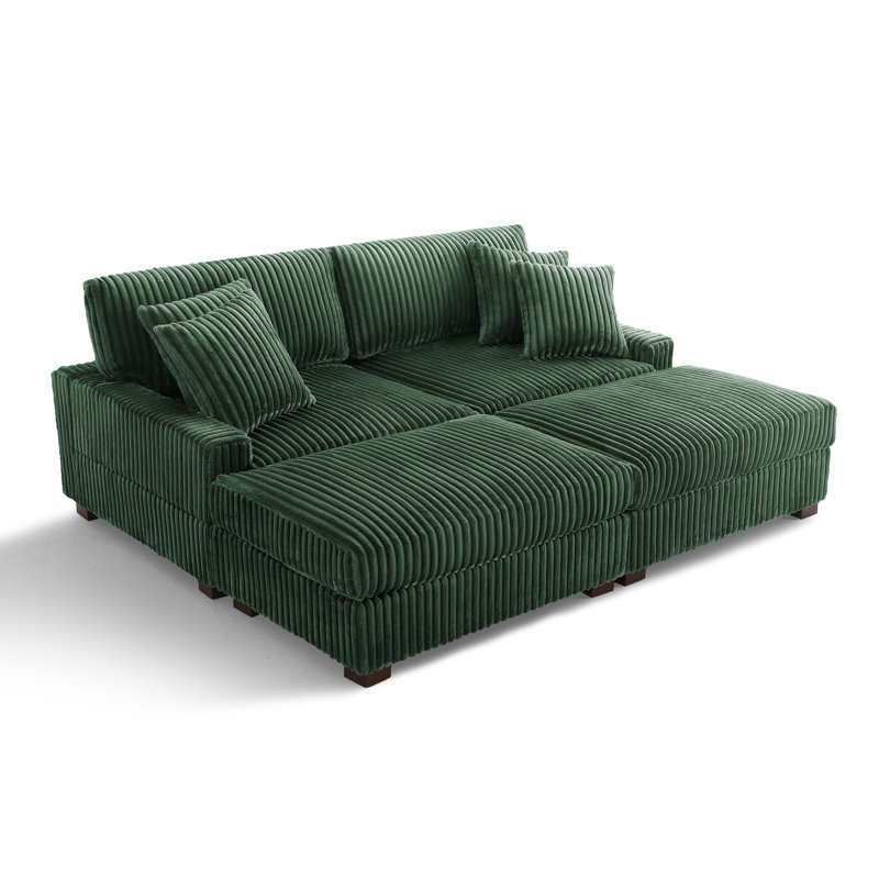 4 Seater Sectional, Green Polyester/Foam Padding
