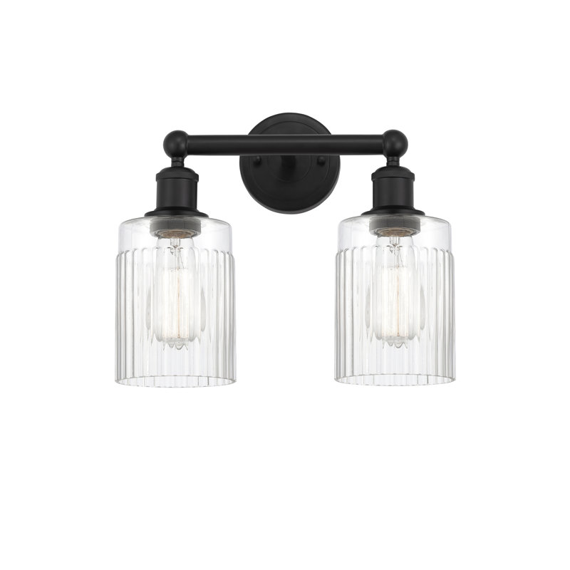 Kamena 13.5" W 2-Light Dimmable Vanity Light, Matte Black, Clear