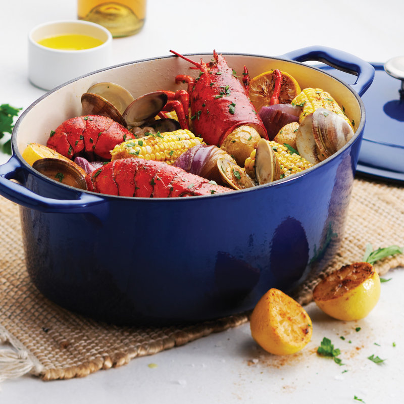 Tramontina Bestow Cast Iron Oval Dutch Oven, Gradated Cobalt, 7 qt. 