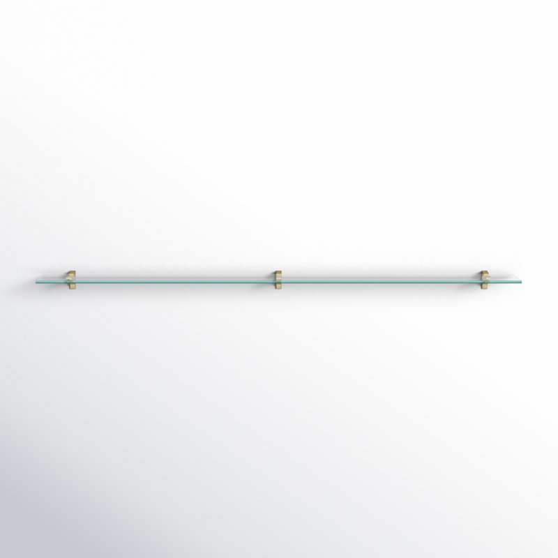 Earlham Tempered Glass Wall Mounted Bracket Shelf, Brass