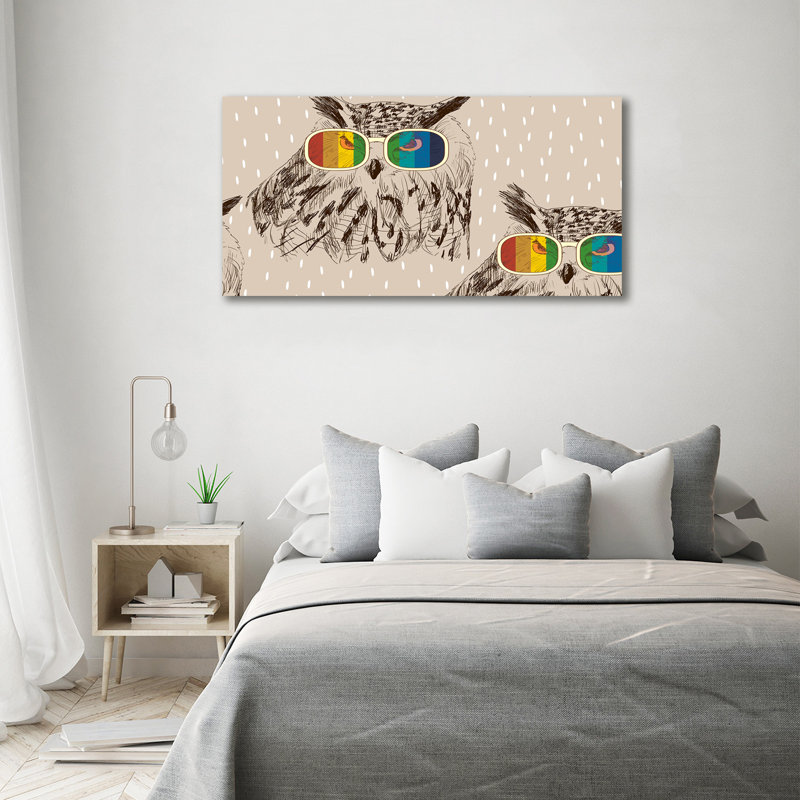 Owls In Glasses - Wrapped Canvas Print