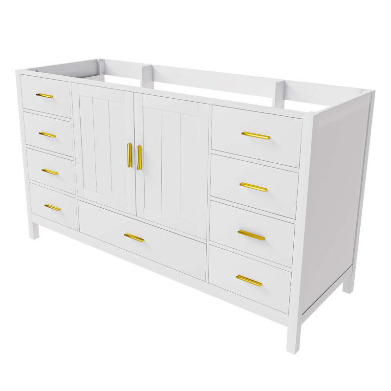 Base de meuble-lavabo moderne avec solutions de rangement à fermeture en douceur, Blanc