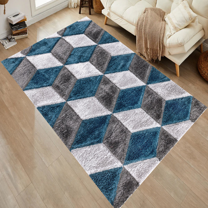 Alyha Geometric Machine Tufted Shag Indoor / Outdoor Area Rug, Rectangle 119.89 x 170.18cm