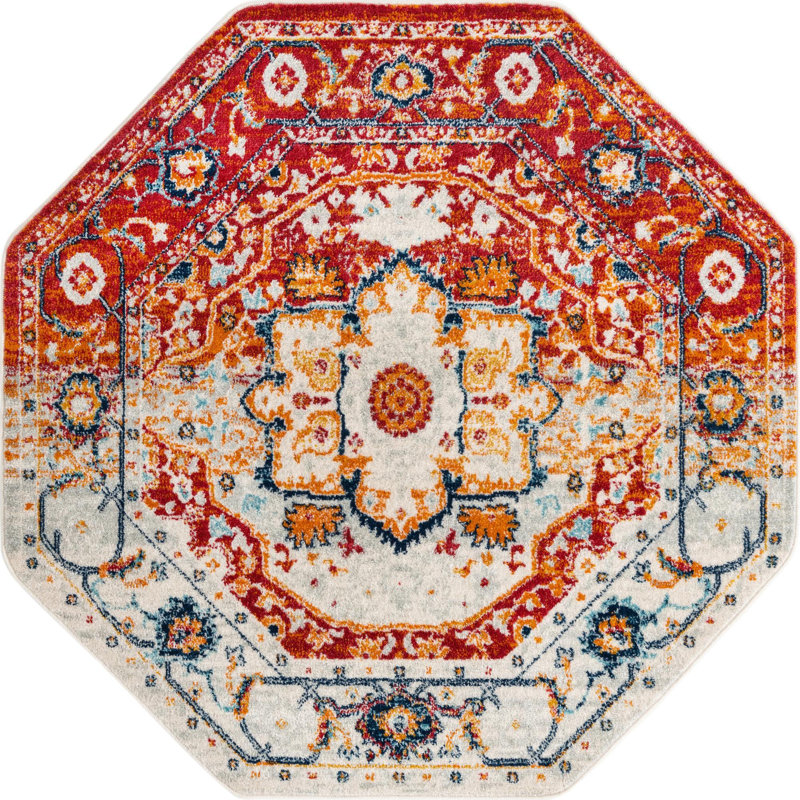 Ikat Indoor Rug, Octagon 5'3"