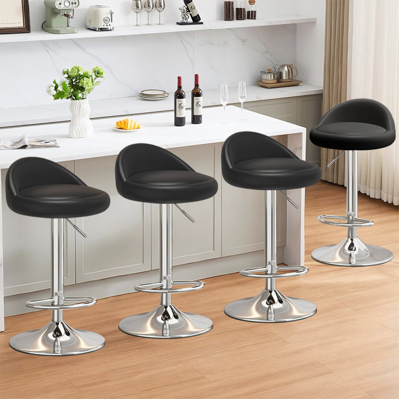 XUEGW - Ensemble de 2 tabourets de bar pivotants en similicuir à hauteur de dossier réglable en hauteur, noir, Black