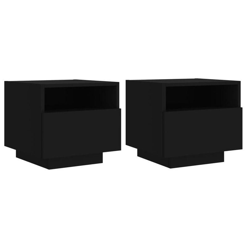 Brayli 39cm W Bedside Table, Black, Set of 2