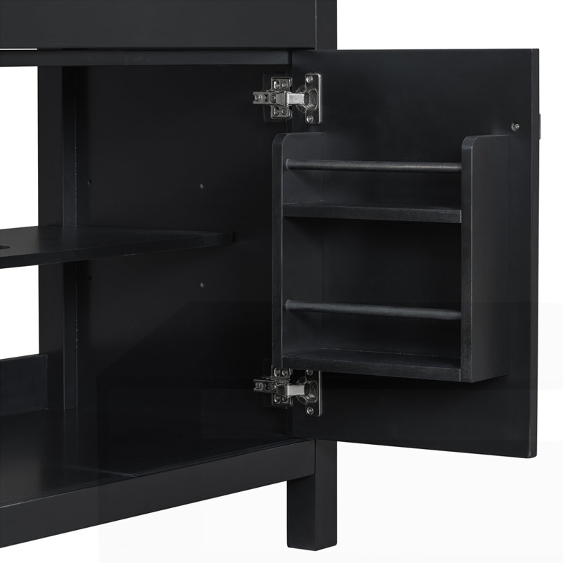 Meuble-lavabo de 30 po avec lavabo en céramique, Noir