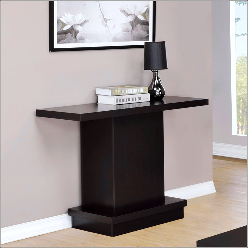 Fiona Cappuccino Engineered Wood Pedestal Console Table, A Sturdy And Stylish Addition For Any Interior Space.