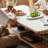 Modern simple rock slab log tea table
