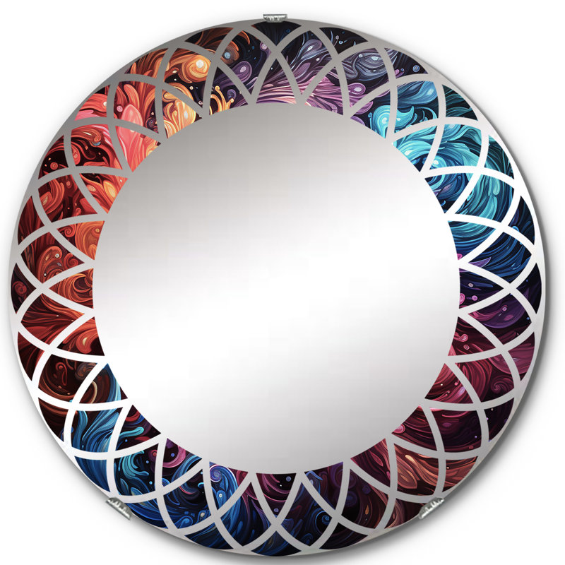 Luciole - Miroir mural rond moderne, 24 po x 24 po