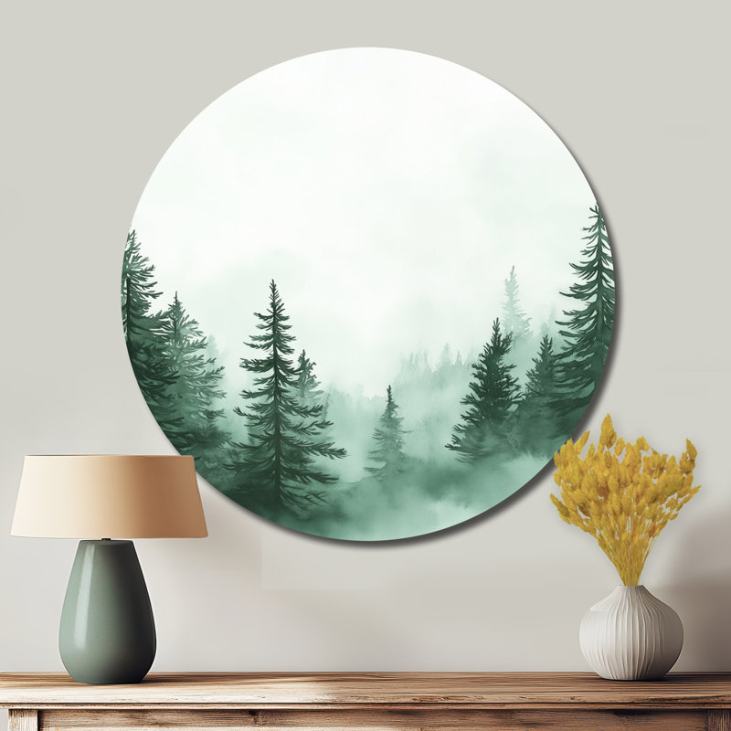Mystic Forest - Paysages, art mural rond en métal, L 23 po x H 23 po