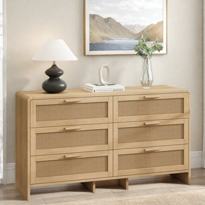 6-drawer Rattan Dresser With Arc Shaped Corner