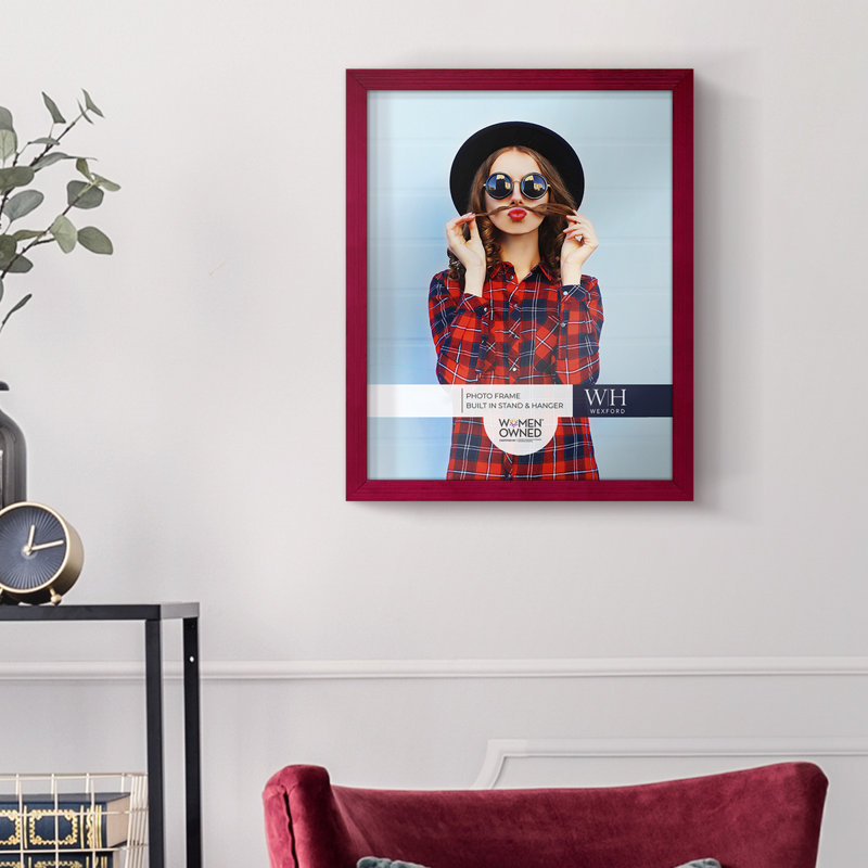 Burgundy Wood Picture Frame with UV Glass, 11" x 14"