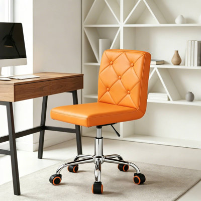 Norrin Armless Ergonomic Adjustable Swivel Office Chair with Wheels – Modern Rolling Computer Desk Chair, Comfortable Task Chair for Home Office, Study, or Vanity