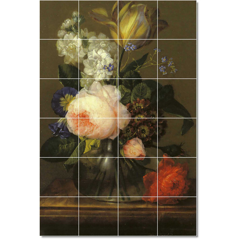 Carreau de peinture murale 32 po x 48 po 8 po x 8 po, Fleur Johann Drechsler W22348